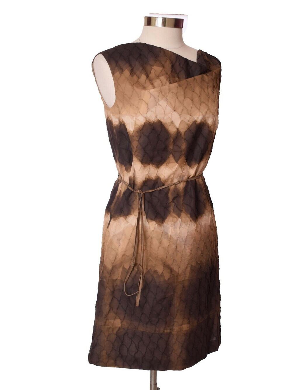Vintage 80s Brown Escada Sleeveless Dress Size 38 US 8